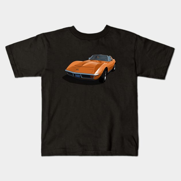 1970 Corvette Stingray in Ontario Orange Kids T-Shirt by candcretro